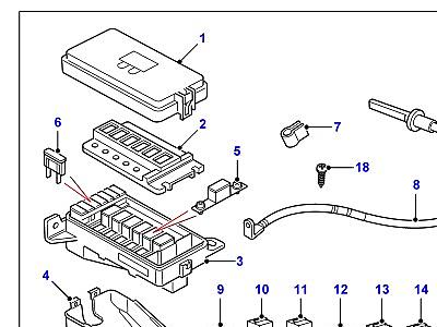 D05005 РЕЛЕ И ПЛАВКИЕ ПРЕДОХРАНИТЕЛИ  Defender (L316)