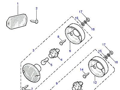 D08035 REFLECTORS, FOG LAMP & REVERSE LAMP  Defender (L316)