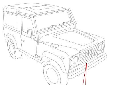 O04025 HEADLAMP SURROUNDS AND GRILLE  Defender (L316)