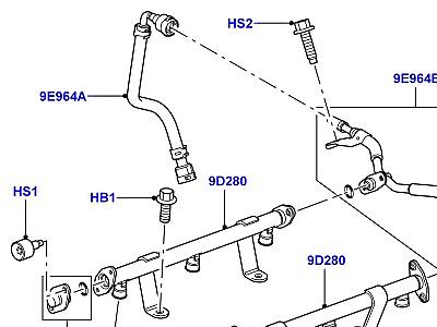 303ACGB ТОПЛИВНЫЕ ФОРСУНКИ И ТРУБОПРОВОДЫ 4.0 БЕНЗИН V6  Discovery 3 (L319)