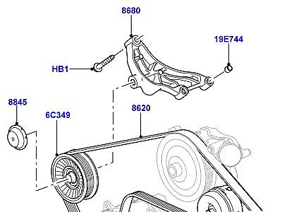 304ADJ7 ШКИВЫ И ПРИВОДНЫЕ РЕМНИ 3.0L DOHC GDI SC V6 БЕНЗИН, ПЕРВИЧНЫЙ ПРИВОД  Discovery 3 (L319)