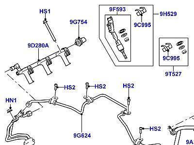 303ACG7 ТОПЛИВНЫЕ ФОРСУНКИ И ТРУБОПРОВОДЫ 3.0L DOHC GDI SC V6 БЕНЗИН  Discovery 4 (L319)