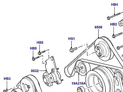 304ADIF ШКИВЫ И ПРИВОДНЫЕ РЕМНИ 4.4 AJ БЕНЗИН V8  Discovery 4 (L319)
