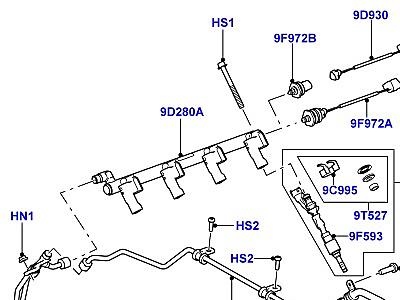 303ACHH ТОПЛИВНЫЕ ФОРСУНКИ И ТРУБОПРОВОДЫ 5.0L OHC SGDI NA V8 БЕНЗИН  Range Rover (L322)