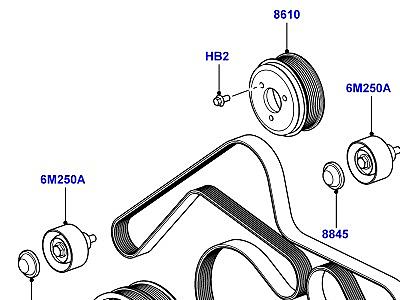 304ADH9 ШКИВЫ И ПРИВОДНЫЕ РЕМНИ 3.6 V8 32V DOHC EFI ДИЗЕЛЬ  Range Rover (L322)
