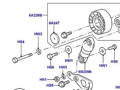 304ADHG ШКИВЫ И ПРИВОДНЫЕ РЕМНИ 4.4 БЕНЗИН V8 DOHC  Range Rover (L322)
