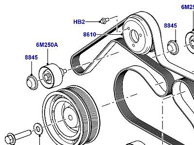 304ADIA ШКИВЫ И ПРИВОДНЫЕ РЕМНИ 3.6 V8 32V DOHC EFI ДИЗЕЛЬ  Range Rover (L322)