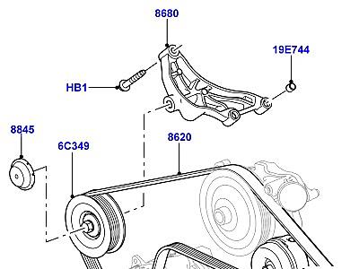 304ADIH ШКИВЫ И ПРИВОДНЫЕ РЕМНИ 5.0L OHC SGDI NA V8 БЕНЗИН, ПЕРВИЧНЫЙ ПРИВОД  Range Rover (L322)