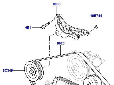 304ADII ШКИВЫ И ПРИВОДНЫЕ РЕМНИ 5.0L OHC SGDI SC V8 БЕНЗИН, ПЕРВИЧНЫЙ ПРИВОД  Range Rover (L322)