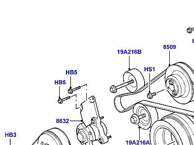 304ADKF ШКИВЫ И ПРИВОДНЫЕ РЕМНИ 4.4 AJ БЕНЗИН V8  Range Rover (L322)