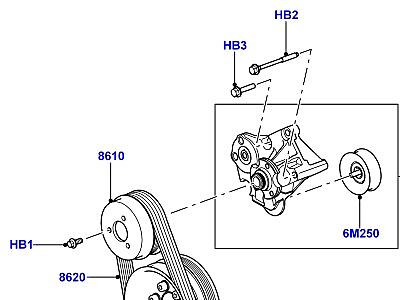304ADKH ШКИВЫ И ПРИВОДНЫЕ РЕМНИ 5.0L OHC SGDI NA V8 БЕНЗИН, ВТОРИЧНЫЙ ПРИВОД  Range Rover (L322)