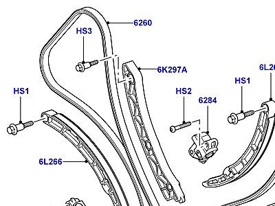 308AEOI ГАЗОРАСПРЕДЕЛИТЕЛЬНЫЙ МЕХАНИЗМ 5.0L OHC SGDI SC V8 БЕНЗИН, ЦЕПИ ГАЗОРАСПРЕДЕЛИТЕЛЬНОГО МЕХАНИЗМА, НАТЯЖИТЕЛИ  Range Rover (L322)