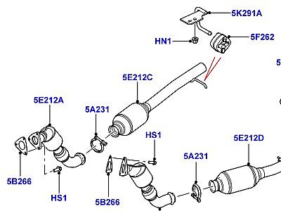 321AINA СИСТЕМА ВЫПУСКА 3.6 V8 32V DOHC EFI ДИЗЕЛЬ, ПЕРЕДНИЙ  Range Rover (L322)