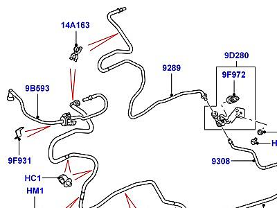323AJTI ТОПЛИВНЫЕ МАГИСТРАЛИ 5.0L OHC SGDI SC V8 БЕНЗИН, ПЕРЕДНИЙ  Range Rover (L322)