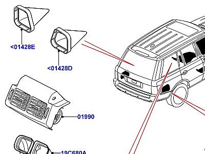 400AAB ВОЗДУШНЫЕ ДЕФЛЕКТОРЫ, ЖАЛЮЗИ И ВОЗДУХОВОДЫ  Range Rover (L322)