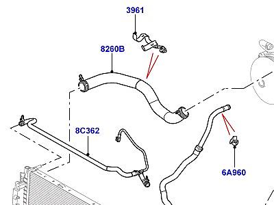 302ABKH ТРУБОПРОВОДЫ И ШЛАНГИ СИСТЕМЫ ОХЛАЖДЕНИЯ, 5.0L OHC SGDI NA V8 БЕНЗИН  Range Rover Sport (L320)