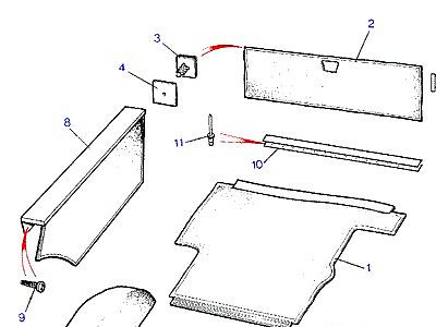 K01045 CARPETS-REAR FLOOR-FROM (V) DA274121 (2DR) & (V) DA273923 (4DR)  Range Rover Classic