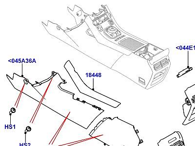 509AIS НАПОЛЬНАЯ КОНСОЛЬ НАРУЖНЫЕ ЭЛЕМЕНТЫ  Range Rover Evoque (L538)