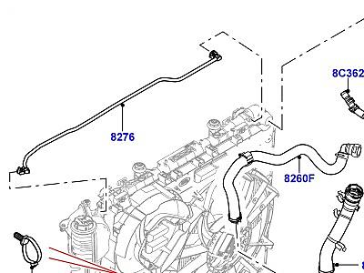 302ABL6 ТРУБОПРОВОДЫ И ШЛАНГИ СИСТЕМЫ ОХЛАЖДЕНИЯ, 3.0 ДИЗЕЛЬ 24V DOHC TC ДВИГАТЕЛЬ  Range Rover (L405)