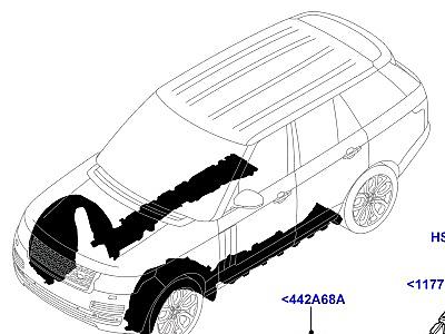 501AAW ПЕРЕДНBT ПАНЕЛИ, ФАРТУКИ И ЛОНЖЕРОНЫ ФАРТУК  Range Rover (L405)