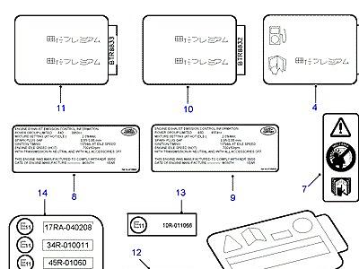 C01005 BODY WARNING LABELS  Range Rover (P38)