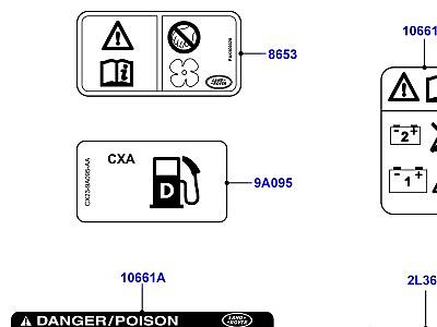100AAI ЯРЛЫКИ ПРЕДУПРЕЖДАЮЩИЕ ЯРЛЫКИ  Range Rover Sport (L494)