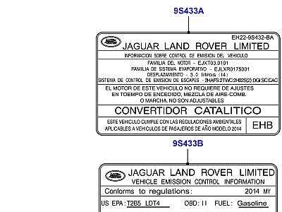 100AAK ЯРЛЫКИ ТОКСИЧНОСТЬ ВЫХЛОПА И ДРУГИЕ ОБЯЗАТЕЛЬНЫЕ НОРМАТИВЫ  Range Rover Sport (L494)