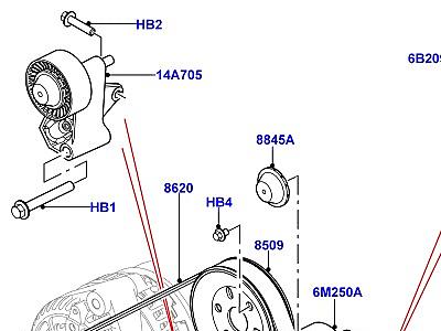 304ADJE ШКИВЫ И ПРИВОДНЫЕ РЕМНИ 4.4L DOHC ДИЗЕЛЬ V8 DITC  Range Rover Sport (L494)