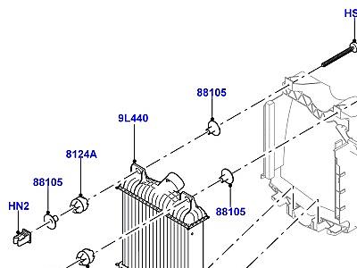311AFQE ПРОМ.ТЕПЛООБМ/ВОЗДУХОВОДЫ И ШЛАНГИ 4.4L DOHC ДИЗЕЛЬ V8 DITC ПРОМЕЖУТОЧНЫЕ ОХЛАДИТЕЛИ И ДЕФЛЕКТОРЫ  Range Rover Sport (L494)